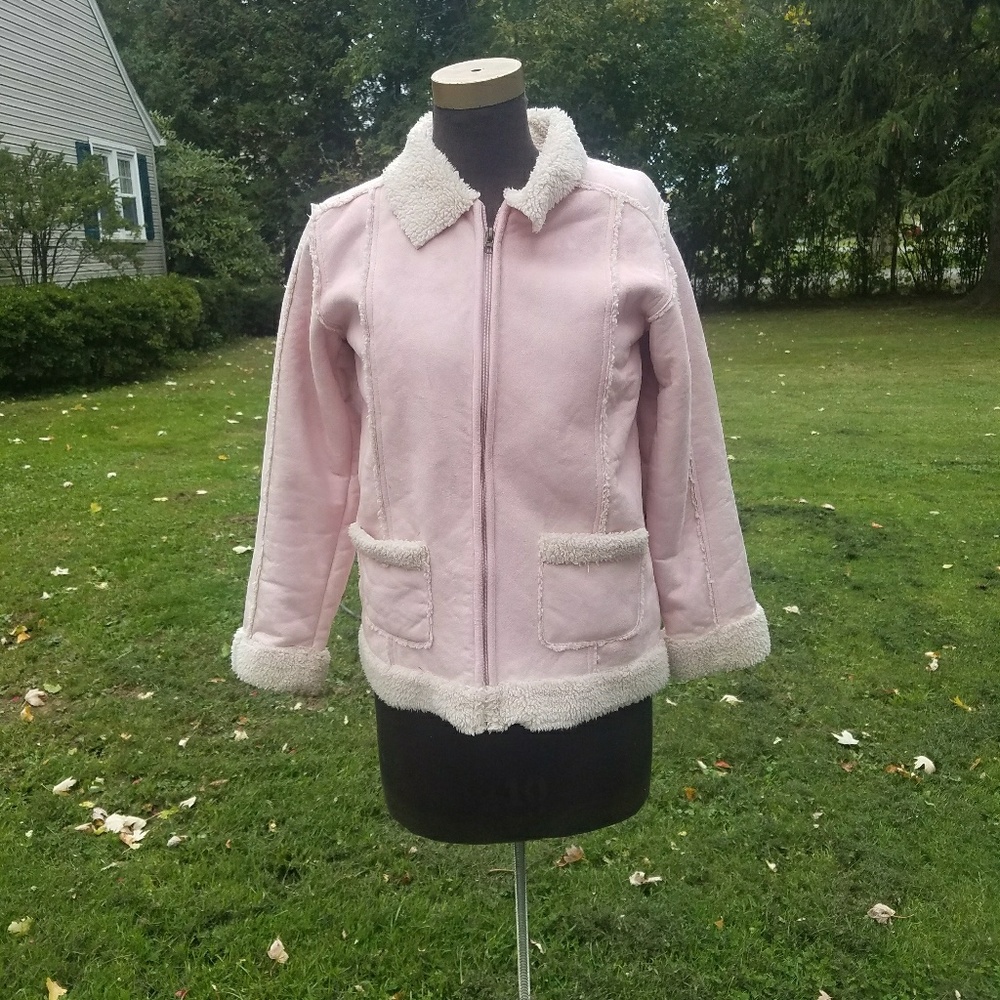 Pink (girls) winter coat with faux fur